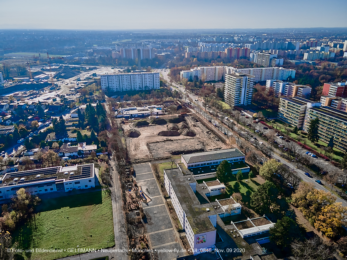 09.11.2020 - Baustelle der neuen Grundschule am Karl-Marx-Ring in Neuperlach